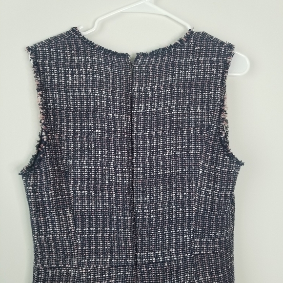 Rebecca Taylor Frayed Trimmed Tweed Fit & Flare Midi Dress Size 10 Preppy Office - Picture 4 of 16